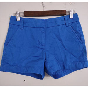 J. CREW Chino Shorts sz 0 Blue 100% Cotton Flat Front Classic